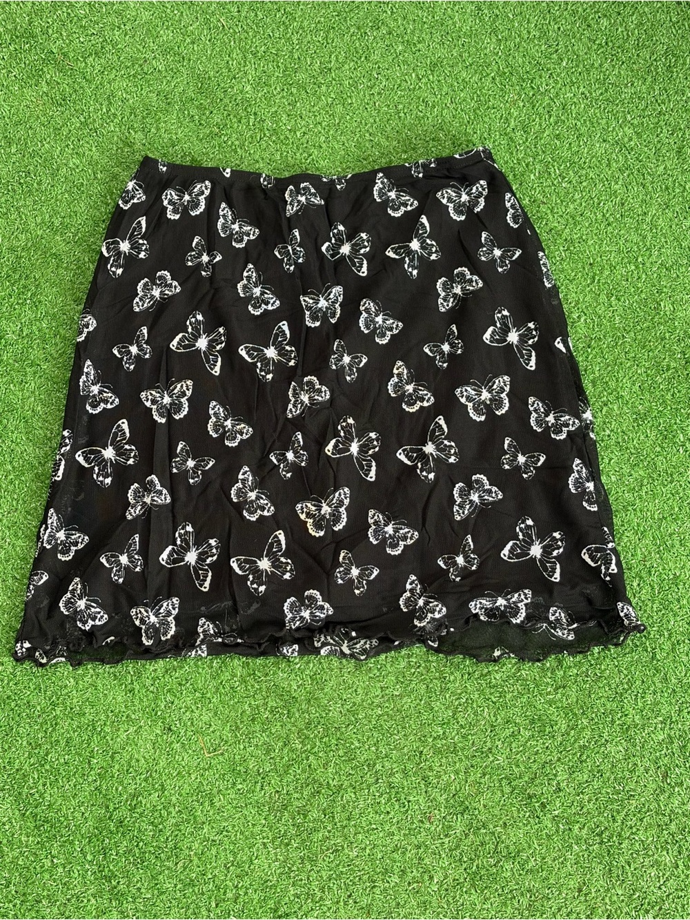 Hollister Black Mini Skirt with White Butterfly Print